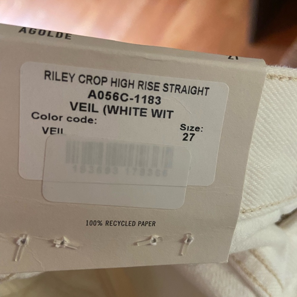 Agolde White Riley Crop High Rise Straight size 27 - Picture 6 of 7